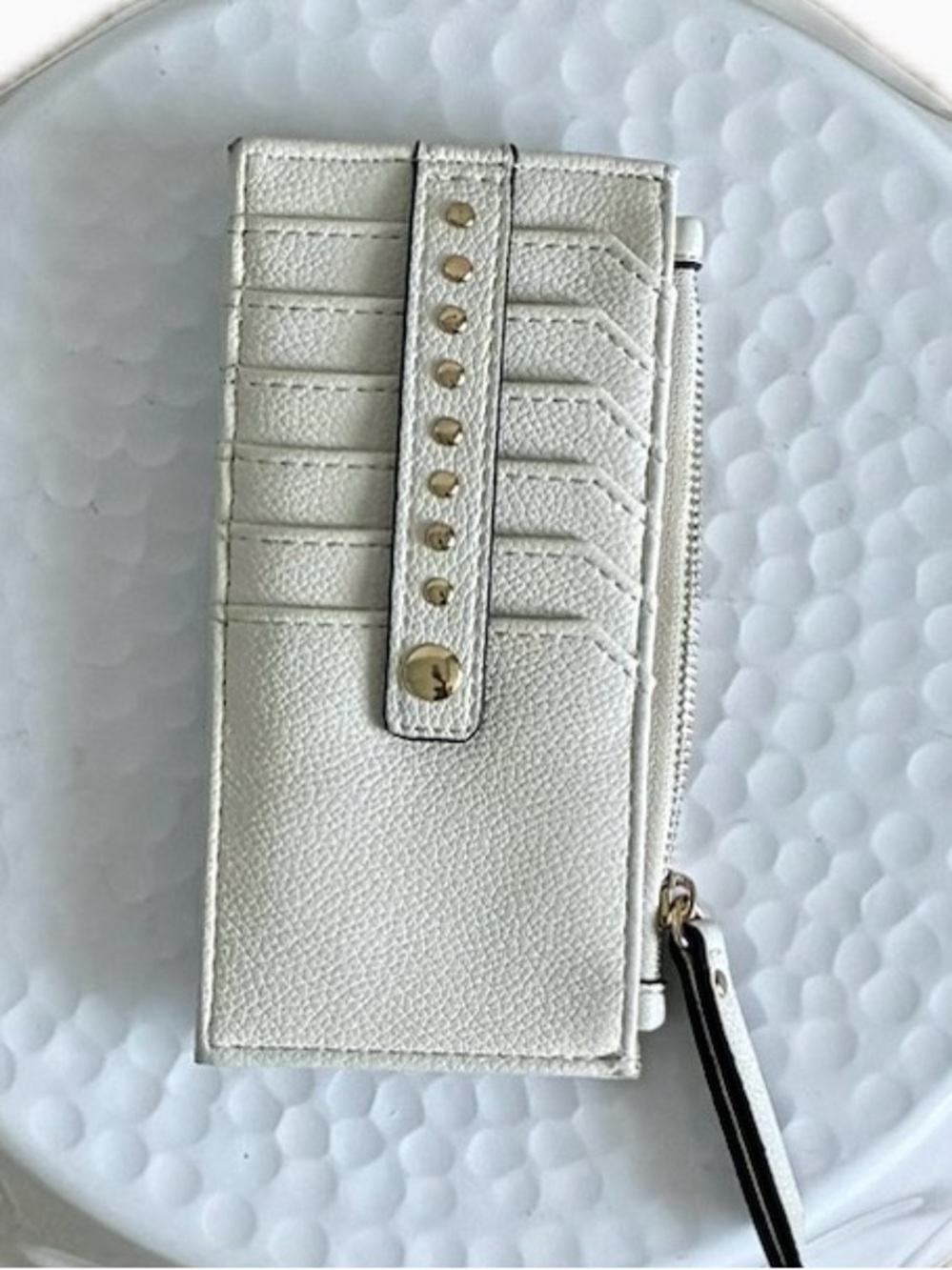 Leather Card Wallet with Studded Straps